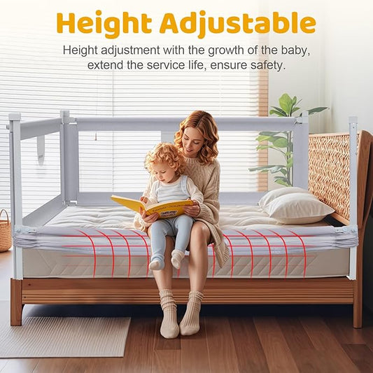 omzer Bed Rail for Toddlers - 3 Sides Safety Baby Bed Rail Guard with Child Lock, Infants Height Adjustment King Size Bed Guard Rail for Toddlers,78.74"X78.74"X74.8"