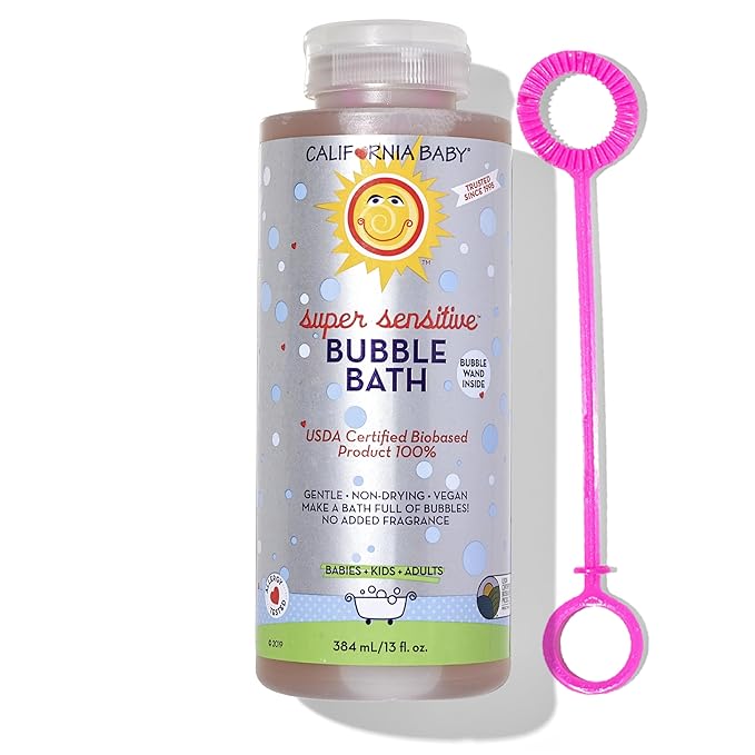 California Baby Super Sensitive Bubble Bath | 100% Plant-Based Kids Bubble Bath | Gentle Unscented Baby Bubble Bath | Free Bubble Wand | 384 mL / 13oz