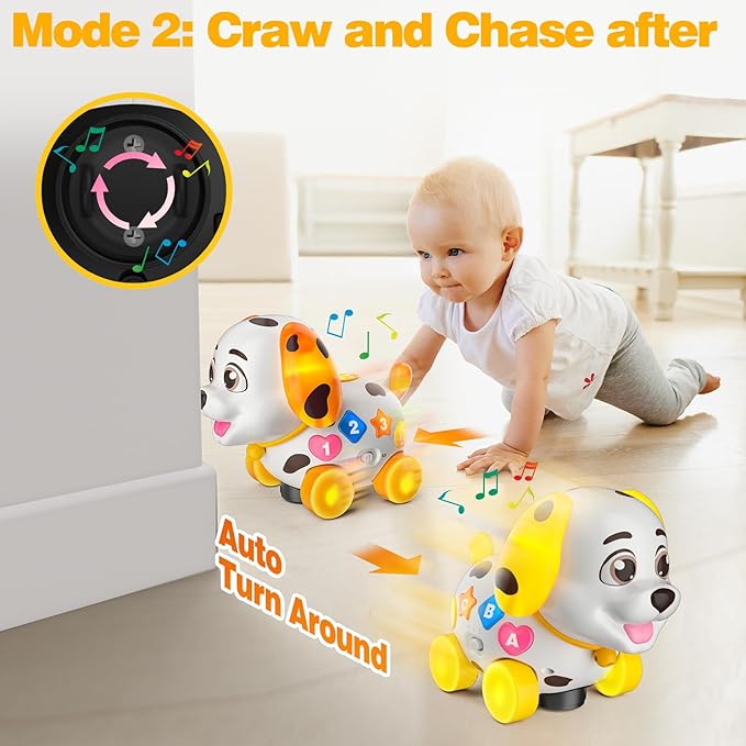 Musical Puppy Toys for 1 Year Old Girl Boy Gift, Crawling and Walking Baby Toy 6-9-12-18 Month, Birthday Gift for 1 Year Old Girl Boy, Bilingual Present for 7 8 10 Month Infant (Yellow)