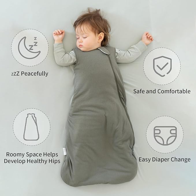 Rayon Made from Bamboo Sleep Sack 2t-3t Supersoft Toddler Sleeping Sack 24-36 Months 1.0 Tog Breathable Baby Wearable Blanket with 2-Way Zipper Unisex Sleeping Bag for Babies