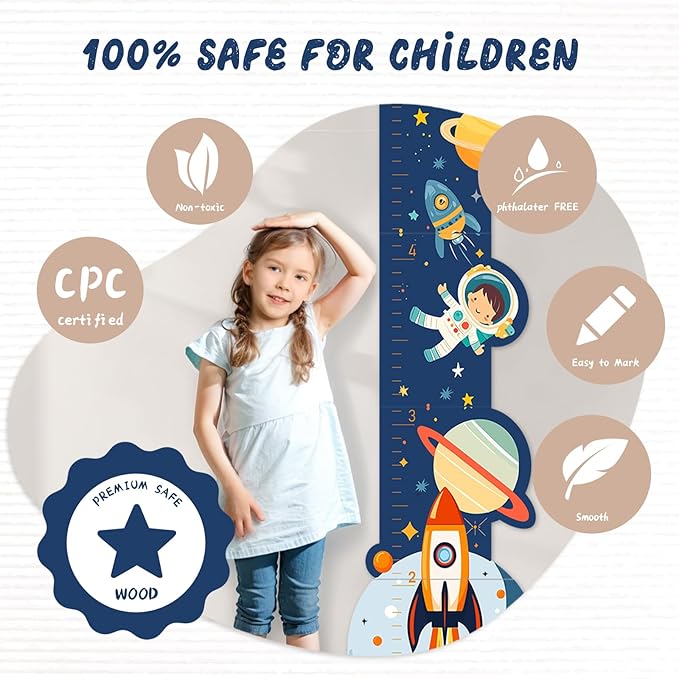 Woodemon Personalized Name Growth Chart for Wall, Space Height Measurement for Wall, Children Height Chart Ruler, Portable 3D Removable Growth Chart, Wall Height Measurement for Kids
