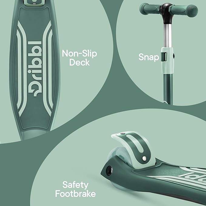 Dribbl 3-Wheel Kids Scooter - Lean-to-Steer Technology, Adjustable Height Handlebar, Wide Anti-Slip Deck, Scooter for Boys & Girls Ages 3+, Child Safety Approved, Support Riders Up to 165 lbs, Aqua