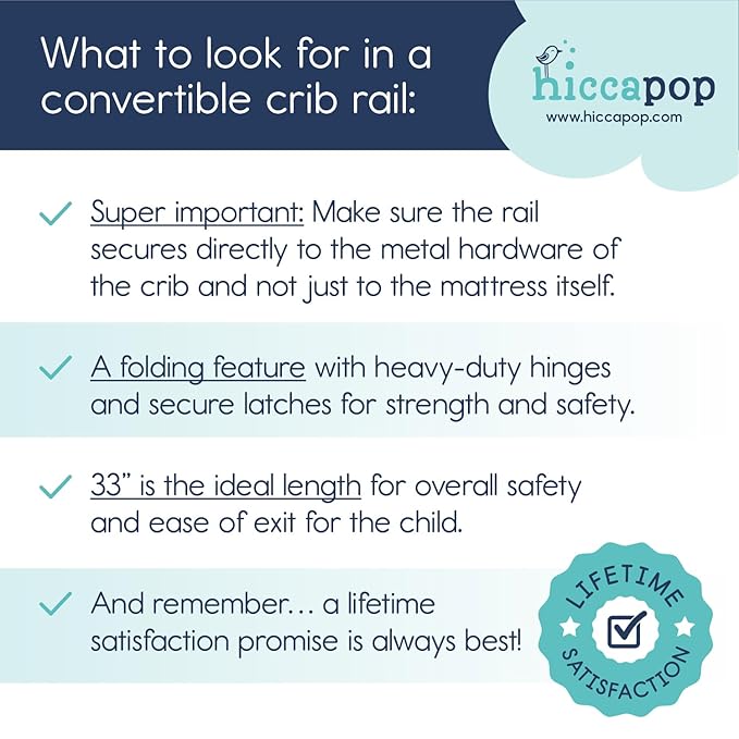 Hiccapop Convertible Crib Bed Rail for Toddlers, Crib Rail Guard with Reinforced Anchor Safety
