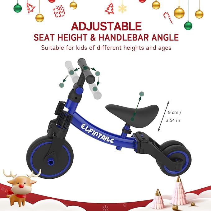 besrey 5 in 1 Toddler Bike for 1 Year to 4 Years Old Kids, Toddler Tricycle Kids Trikes Tricycle, Toys for Boy & Girl, Balance Training, Removable Pedals