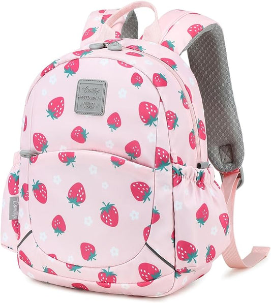 CAMTOP Toddler Backpack for Boys Girls 2-4, Kids Backpacks for Kindergarten Preschool, 12" H Small Bookbag for Daycare Travel (Pink Strawberry, 12''- Not fit A4 folder)