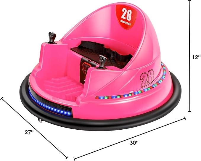 Edostory 6V Electric Ride On Bumper Car for Kids, 1.5-8 Years Old Baby Bumping Toy Cars, DIY Sticker Baby Toy Gifts, Remote Control, Bluetooth, 360 Spin DIY Numbers 00-9 ASTM-Certified Pink