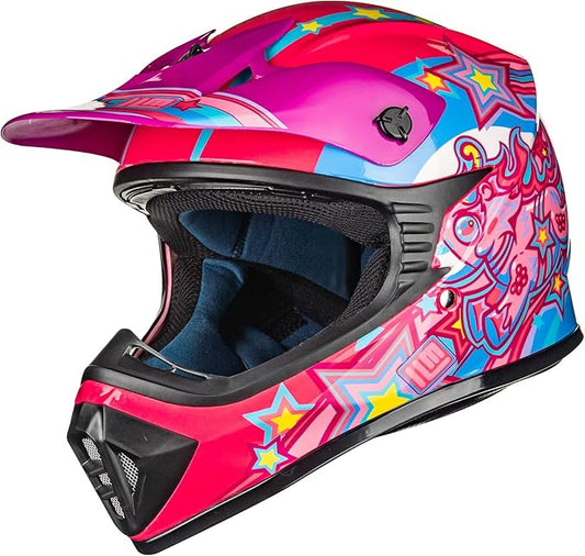 ILM Youth & Kids Dirt Bike Helmets Motocross ATV Dirtbike BMX MX Offroad Full Face Motorcycle Helmet, DOT Approved Model 128YS (Pony Pink, Youth-Medium)