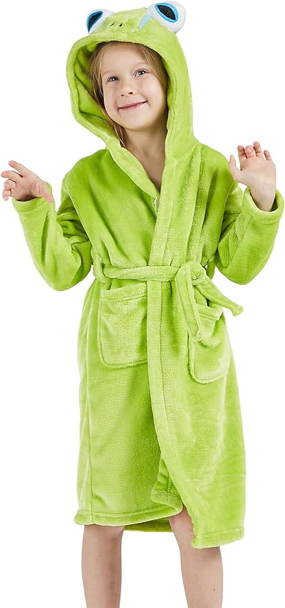 DELEY Girl's Robe Baby Boys Hoodie Robes Toddler Bathrobes for Kids Pajamas Sleepwear