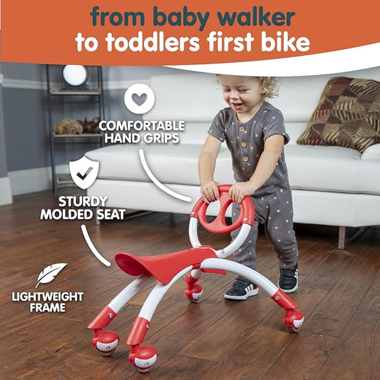 YBIKE Pewi Walking Ride On Toy - Toddler Walker for Ages 9 Months to 3 Years Old, 10 inches, Red, One Size (YPIW1)