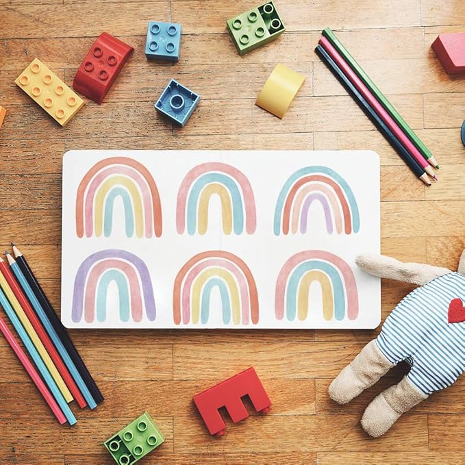 Boho Rainbow Wall Decals for Girls Bedroom 72 Pcs, Rainbow Stickers for Wall Mural Vinyl Peel and Stick DIY Decorations (12 Sheets)