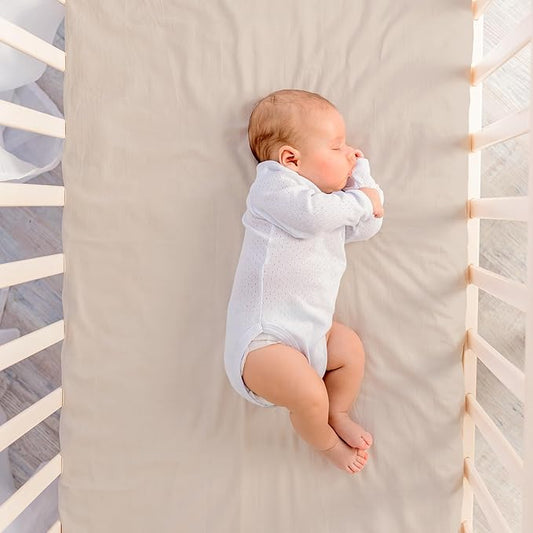 Makemake Organics GOTS Certified Organic Cotton Fitted Crib Sheet Soft Breathable (28"x52", Pecan)