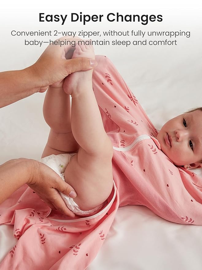 GROWNSY Transitional Swaddle Sleep Sack 6-12 Months, Starfish Design Baby Swaddle Sack, Dual-Zipper for Easy Diaper Changes, Proper Hip Development & Openable Foot Button, 19-27 lbs, Pink