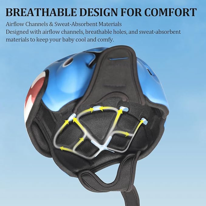 Baby Head Protector Helmet for Crawling and Walking - No Bumps, Soft Safety Peak, Ultra Light, Adjustable - Suitable for Babies 6-24 Months - Panda