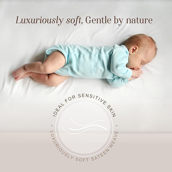 Bella Coterie Luxury Bamboo Viscose Crib Sheet | Organically Grown | Ultra Soft | Cooling for Better Sleep | Deep Pocket Fitted Sheet for Crib & Toddler Mattress | 100% Organically Grown [White]