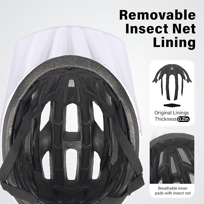 Youth Adult Road Bike Helmet, Men Women Adjustable Mountain Bicycle Helmet with Detachable Visor, 2 Sizes for Age 8-14+ Youth, Kids, Adult