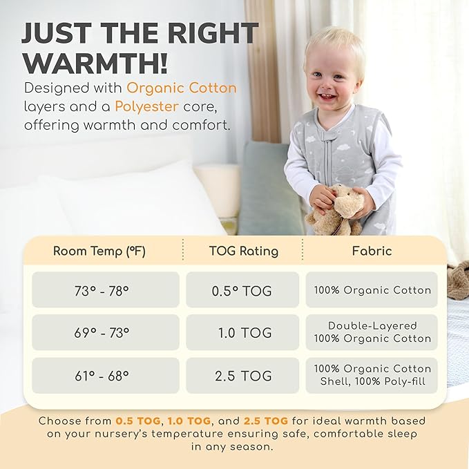Mama Cheetah Toddler Sleep Sack with Feet, 2.5 TOG Organic Cotton Baby Sleeping Bag with Legs, Winter Baby Wearable Blankets for Early Walker 6-18 Month