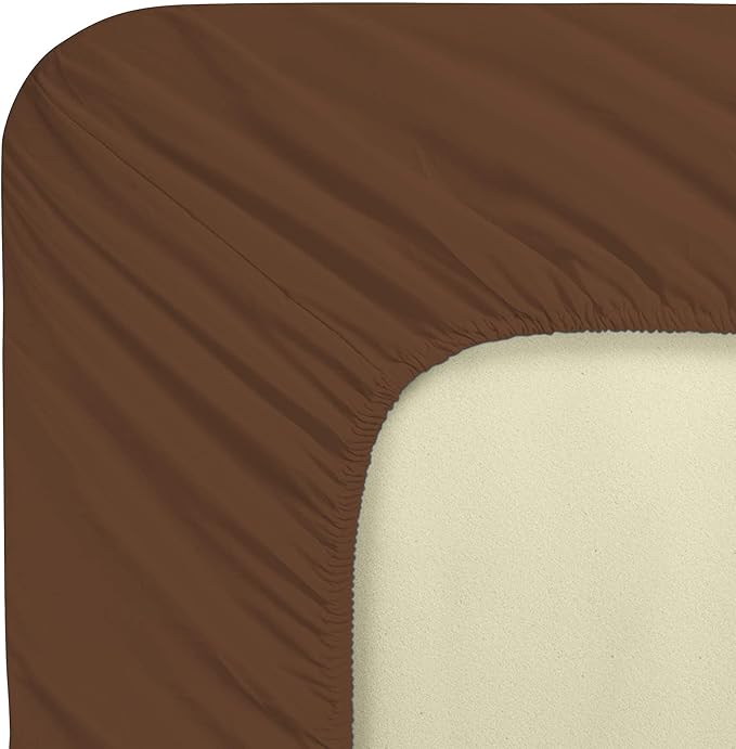FLXXIE 2 Pack Microfiber Fitted Crib Sheets, Super Soft and Cozy Toddler Fitted Sheets for Standard Crib and Toddler Mattresses, 28x52, Brown