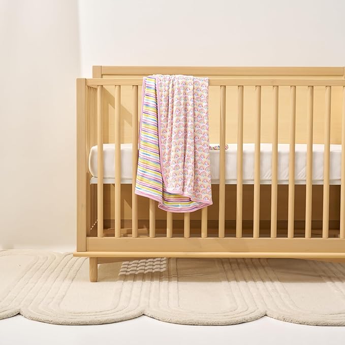 Little Sleepies Baby Crib Sheets, Buttery Soft Viscose from Bamboo Crib Sheets for Boys & Girls, Toddler Bed Sheet, Standard Crib Mattress Sheet, Super Stretchy & Elasticized (Pastel Rainbows)