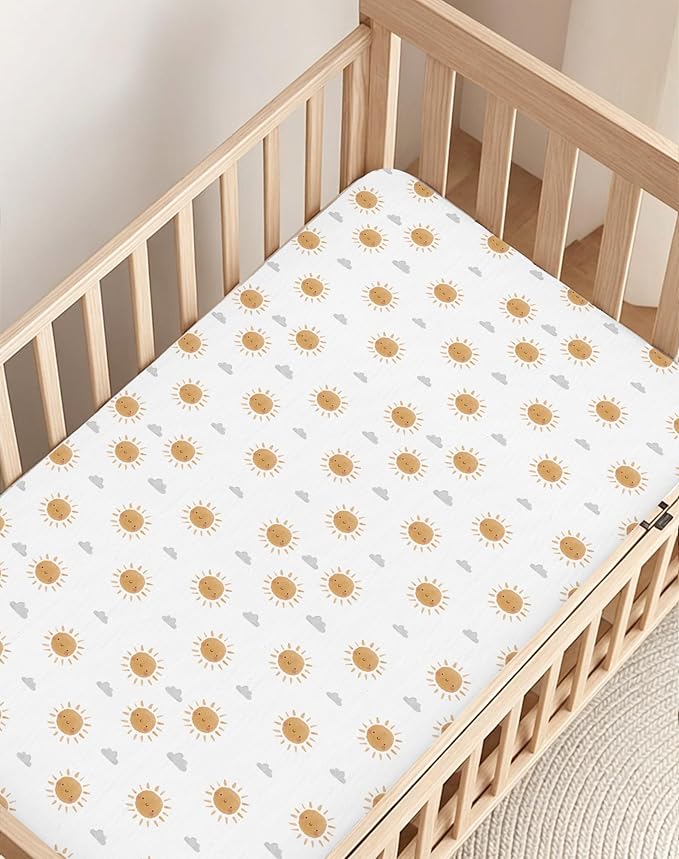 Pack and Play Sheets 2 Pack, Fitted Jersey Knit Mini Crib Sheets for Baby Boys and Girls, Compatible with Graco Pack N Play and Mini Crib Mattress (Cactus Cozy, Pack N Play/Mini Crib Sheets)
