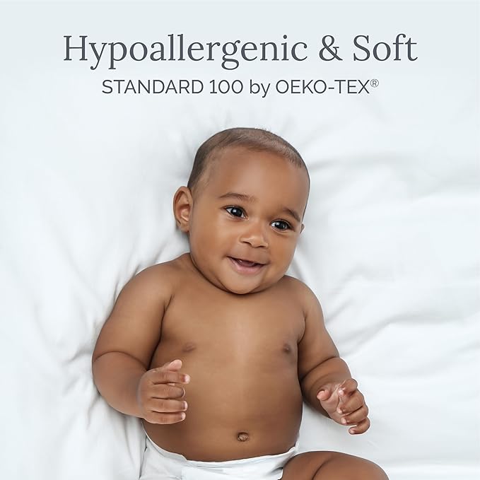 Natemia 100% Organic Cotton Crib Sheets for Boys and Girls - Made in Turkey, Silky Soft and Hypoallergenic, Baby Crib Sheets Neutral, Toddler Bed Sheet, 28' X 52', Baby Registry Search