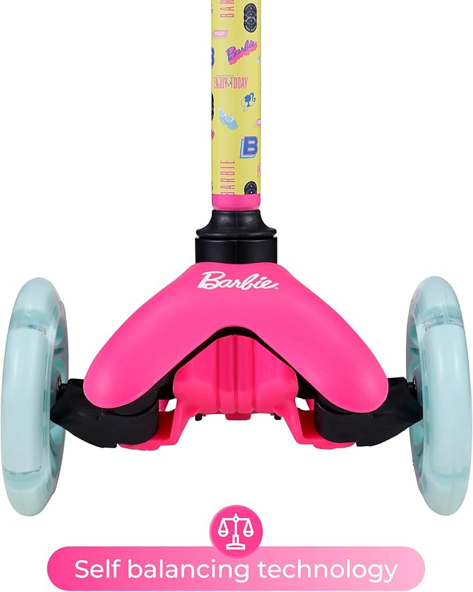 Self Balancing Kick Scooter with Light Up Wheels, Extra Wide Deck, 3 Wheel Platform, Foot Activated Brake, 75 lbs Limit, Kids & Toddlers Girls or Boys, for Ages 3 and Up