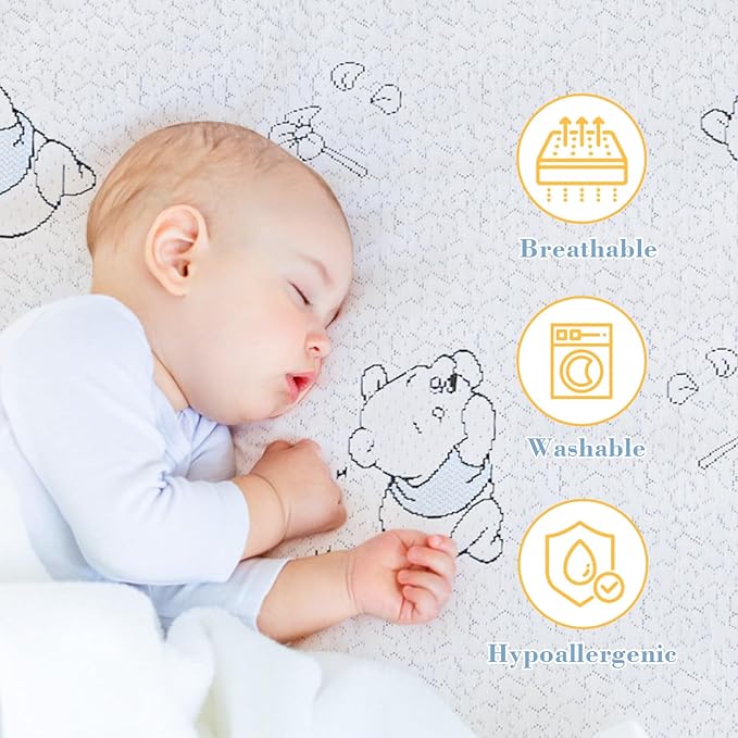 Pack and Play Mattress Pad, 38" x 26" Breathable Gel Memory Foam Pack N Play Mattresses with Ultra-Soft Jacquard Cover, Portable Dual-Sided Baby Mattress for Pack n Play, Machine Washable