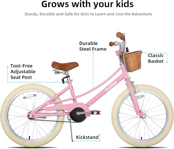 JOYSTAR Girls Bike for 2-12 Years Old Toddlers and Kids, 12" 14" 16" 18“ 20" Retro Style Kids Bike with Training Wheels, 18 20 Inch Children Bicycle with Kickstand