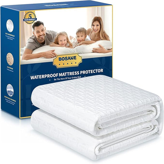 Premium 100% Waterproof Twin Mattress Protector Breathable Cooling 3D Air Fabric Mattress Cover Smooth Soft Hypoallergenic Noiseless Bed Cover Machine Washable Vinyl Free 8-21'' Deep Pocket