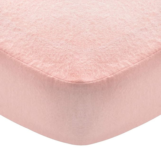 Flannel Crib Sheet for Girl, 100% Cotton Flannel, Heavenly Soft Fitted Crib Sheet for Standard Crib (28" X 52") and Toddler Mattresses Warm, Pink