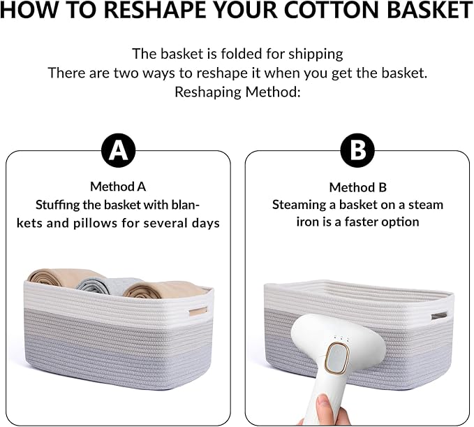 MiniArk Large Storage Baskets for Shelves, Closet Organizers Bins for Clothes Blanket Towels, Baby Nursery, Toy Baskets Box, Woven Rope Baskets, 17 x 13 x 7.5”, 3 Packs Gradient Grey