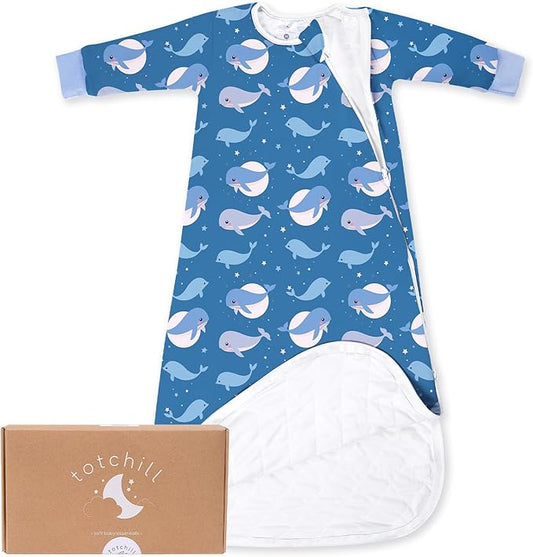 Baby Sleep Sack Long Sleeve 1.0 TOG 0-6-18-3T Wearable Blanket Infant Sleeping Bag, Soft & Breathable, 2-Way Zipper