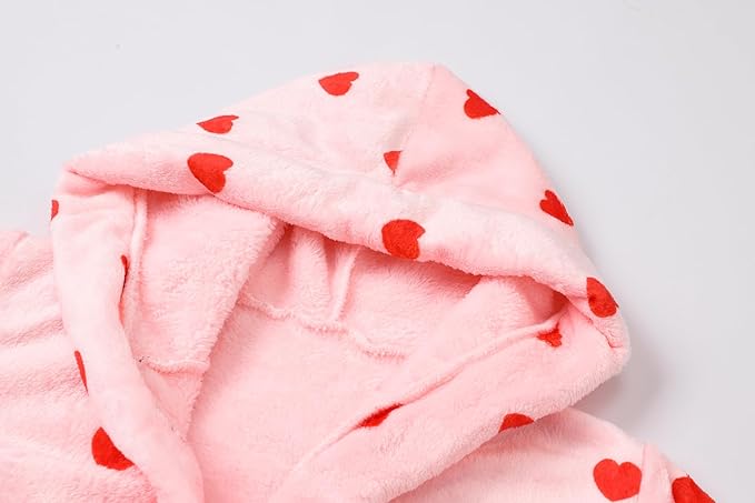 Umeyda Girls Fleece Hooded Robes, Warm Printed Bath Robe for Kids Soft Fuzzy Bathrobe for Gifts