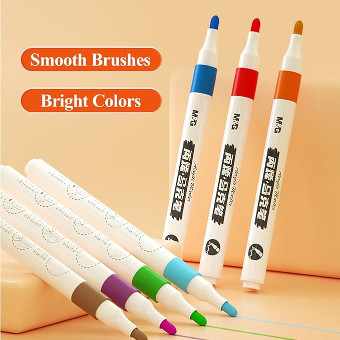 M&G 48 Colors Acrylic Markers Paint Pens Markers, Stocking Stuffers for Rock, Wood, Fabric, Glass, Canvas, Ceramic, Christmas Gifts for artists DIY Crafts Art Supplies
