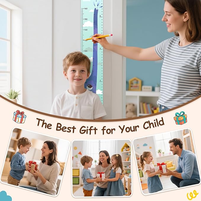 Personalized Painted Elephant Growth Chart for Wall Kids, Name Height Chart for Kids, for Nursery & Bedroom, Baby Shower Gift (59" x 7.8")