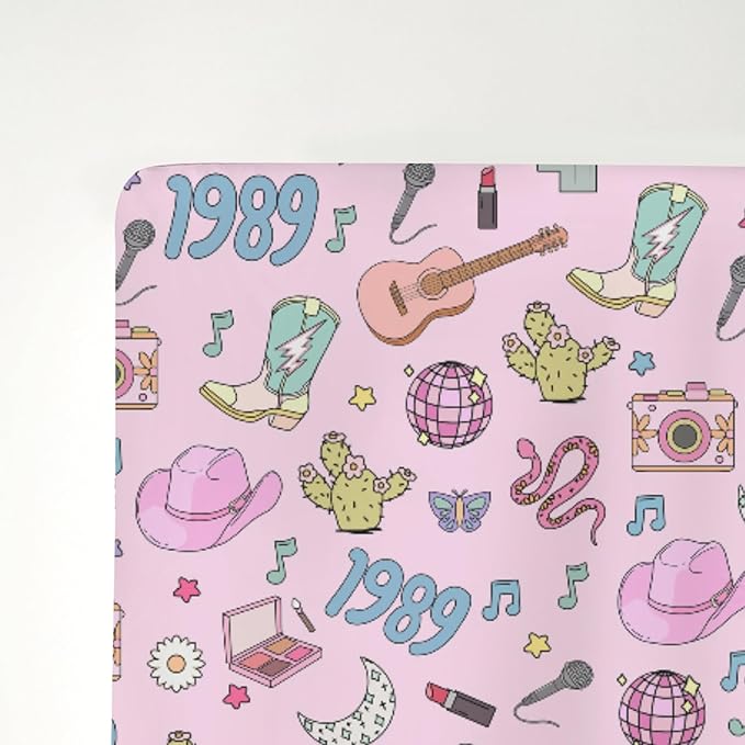 Cute Music Star Era Western Baby Crib Sheets for Boy Girl 52"x28" Desert Country Cactus Moon Soft Stretchy Fitted Crib Mattress Covers 90s Cowgirl Disco Baby Sheet for Crib and Toddler Bed Mattress