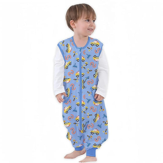 Toddler Sleeping Sack, Toddler Sleep Sack with Feet, Walker Wearable Blanket, Sleep Sack with Legs,0.5Tog（Y Car 9M-2T）