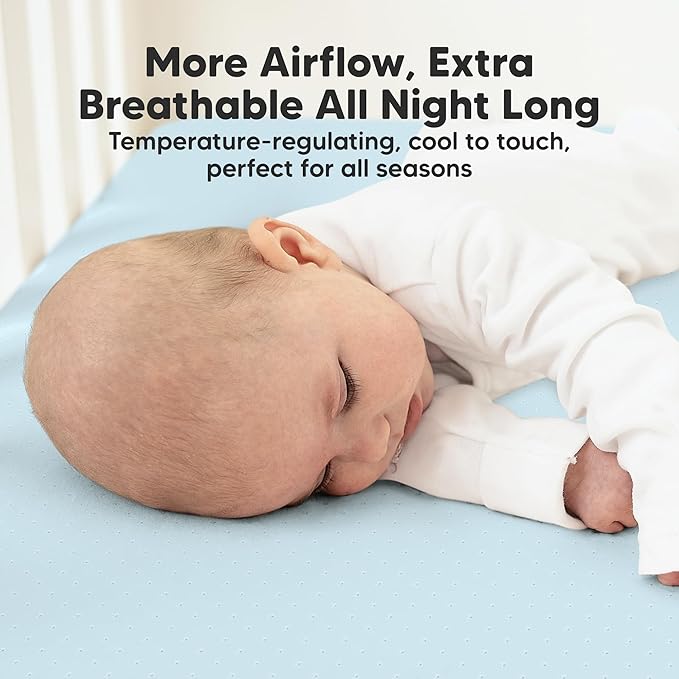 KeaBabies 2-Pack Fitted Crib Sheets for Boys, Girls, Baby - Soft Bamboo Viscose Cotton, 52x28 Standard Crib Mattress Sheets, Toddler Bed Mattress Cover, Gender Neutral, Breathable, Durable (Glacier)