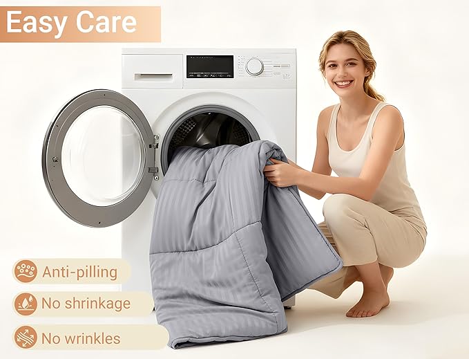 ZPECC Toddler Bedding Set - 4 Piece Hypoallergenic Baby Crib Bedding Set for Boys and Girls, Includes Toddler Comforter, Flat Sheet, Fitted Sheet and Pillowcase, Grey Stripe