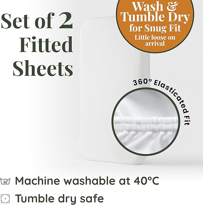 GOTS Organic Bedside Bassinet Sheets 33x20 for Maxi COSI Iora, Newton, Cowiewie, Baby Delight, Mika Micky, Ronbei, Koola Baby Bond, Kidsclub, Luxury Turkish Cotton - Rectangle 32x19-33x20