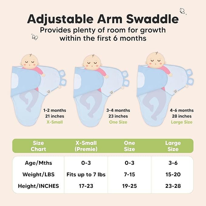 KeaBabies 3-Pack Organic Baby Swaddle Sleep Sacks - Swaddles for Newborns, Infant 3-6 Months, Baby Girls, Boys, Soft & Snug Newborn Sleep Sack, Nursery Swaddling Blankets (ABC Land Cloud, Large)