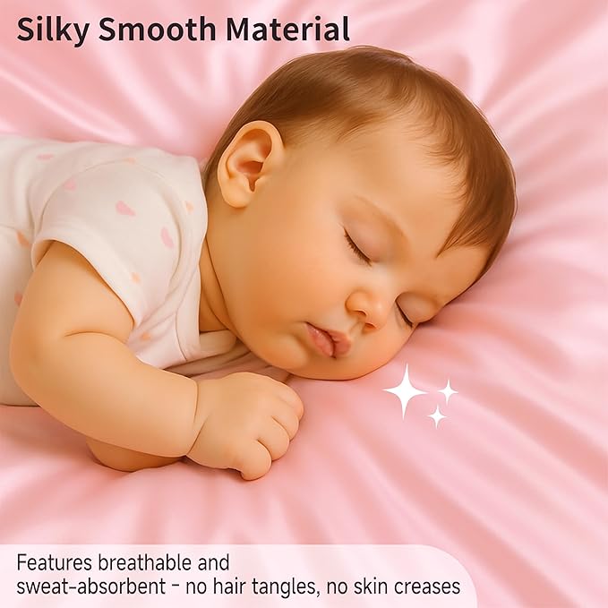 Pro Goleem Satin Pack and Play Playard Sheet, Fitted 2 Pack Great for Baby Hair Silky Feeling 27x39 Inch Playard Mattress Cover Portable Mini Crib Sheet for Girls(Pink & Purple)