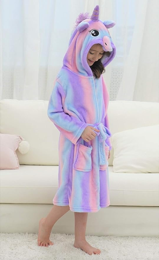 Doctor Unicorn Soft Unicorn Hooded Bathrobe Sleepwear - Unicorn Gifts for Girls