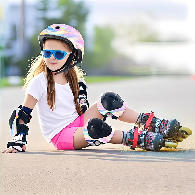 Adjustable Gradient Color Kids/Toddler Bike Helmet for 1-2-3-5-8-14 Years Boys Girls,Skateboard Helmet with Knee and Elbow Pads Wrist Guard Roller Skates,Cycling,Skating Scooter Longboard