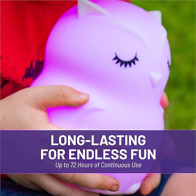 Lumipets Remote Control Silicone Night Light for Kids - Owl Design with 9 Soft Colors & Sleep Timer - Rechargeable, Battery-Operated Lamp for Bedroom | Baby Nursery, Toddler, Girls, Boys
