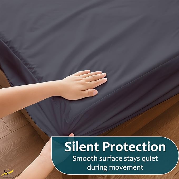 Queen Mattress Protector Fitted Sheet Style - Waterproof Vinyl Mattress Cover, Breathable, Bed Wetting & Spill Protection, Fits Mattresses up to 11.5" Deep (Dark Grey)
