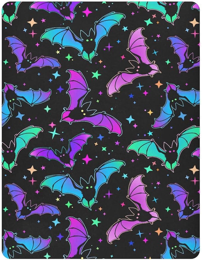 Halloween Bats Stars Crib Sheets Soft Breathable Fitted Baby Playard Sheets Mattress Cover for Girl Boys, 39" x 27" x 5"