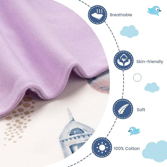 ZIGJOY Shark-Fin Transition Swaddle - 1.0 Tog Baby Sleep Sack Soft Cotton Transitional Swaddle Baby Wearable Blanket