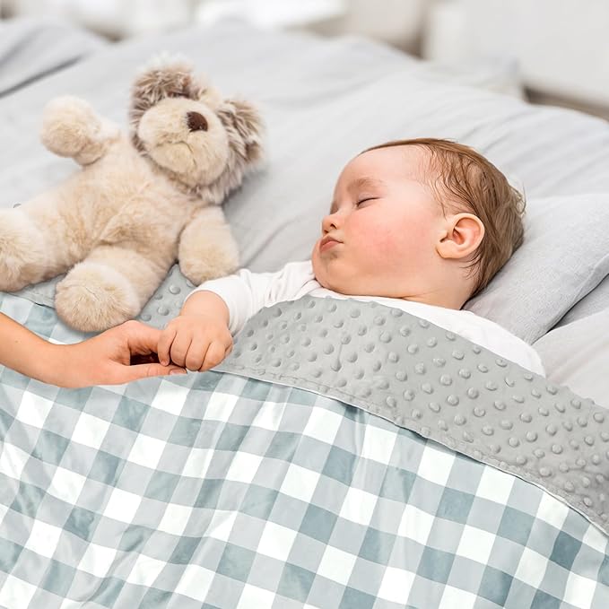 Baby Blankets for Girls, Toddler Newborn Blanket Double Layer with Dotted Backing Crib Receiving Blanket for Toddler Nursery Bed Blanket, Grey Checkered, 30x40 Inches