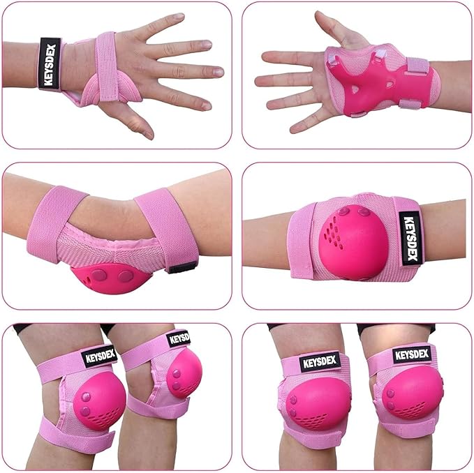 Kids/Youth Knee Pads Elbow Pads Wrist Guards Protective Gear Set for 3-15 Years, Child Roller Skates, Cycling, BMX Bike, Skateboard, Inline Skating, Scooter Riding and Outdoor Sports
