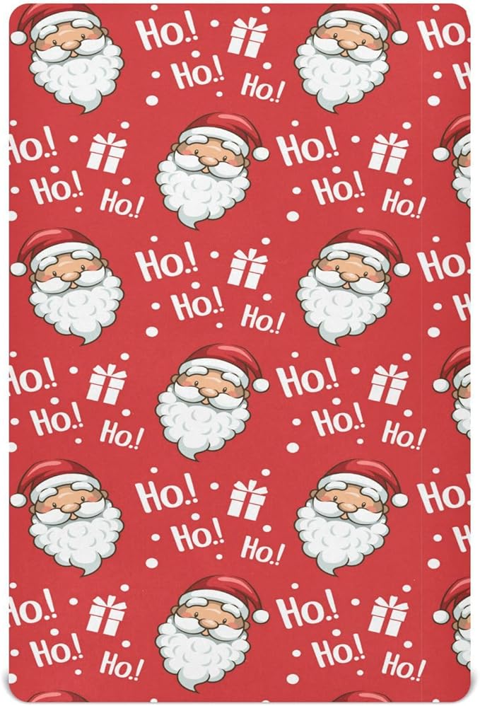 Christmas Santa Hohoho Crib Sheets Soft Breathable Fitted Baby Crib Sheets Mattress Cover for Girl Boy, 52" x 28" x 9"